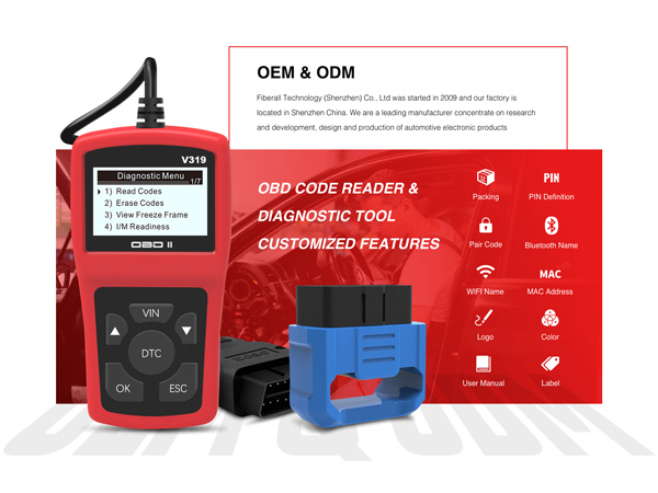 مقدمة عن محتوى ODM لقارئ كود OBD من نوع Fiberall Mini Type