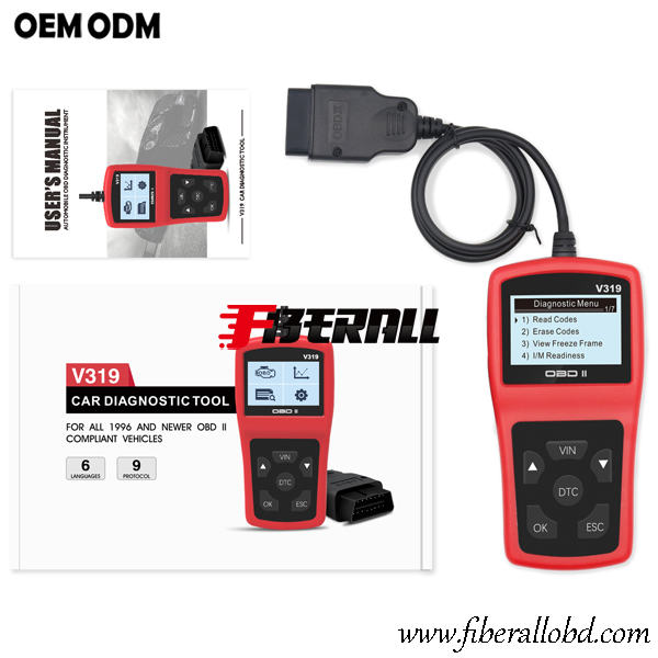 مدقق محرك OBD-II المحمول وأداة تشخيص DLC للسيارة